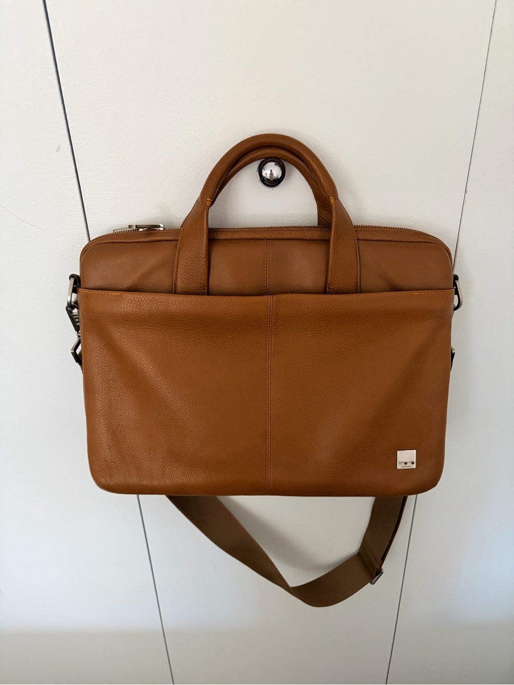 KNOMO Leather Briefcase Messenger Bag